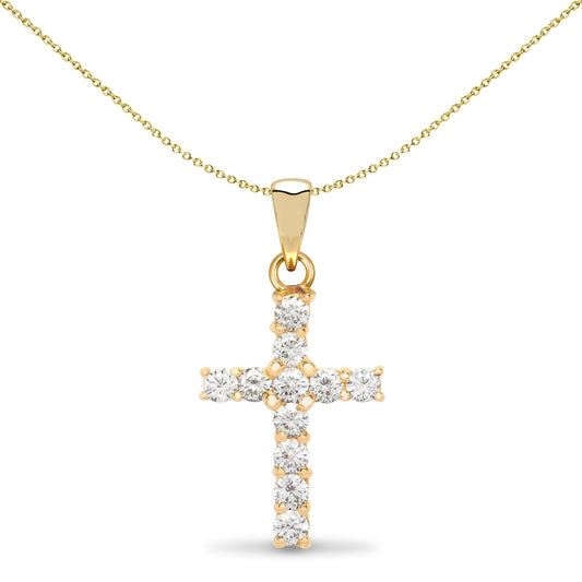 9ct Gold  0.50CT Diamond Eternity Cross Pendant - 9X022