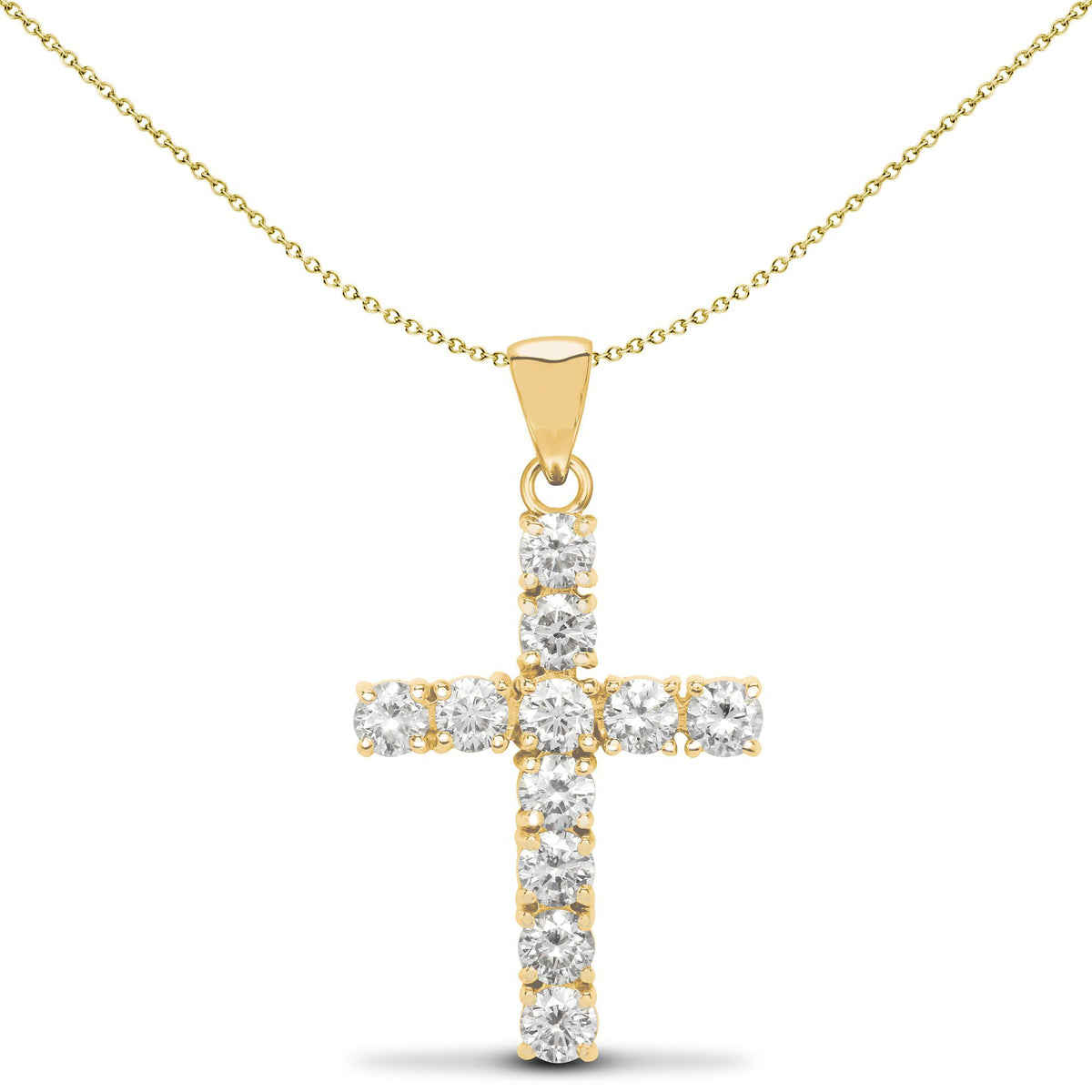 9ct Gold  1.00CT Diamond Eternity Cross Pendant - 9X023