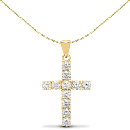 9ct Gold  1.00CT Diamond Eternity Cross Pendant - 9X023