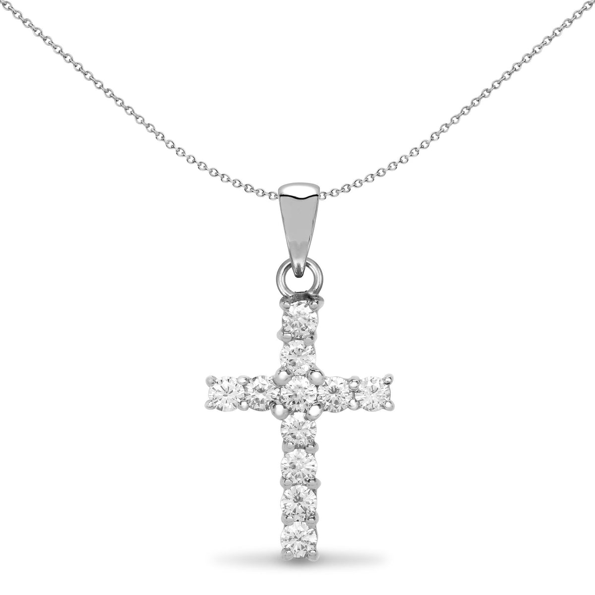 9ct White Gold  0.50CT Diamond Eternity Cross Pendant - 9X024