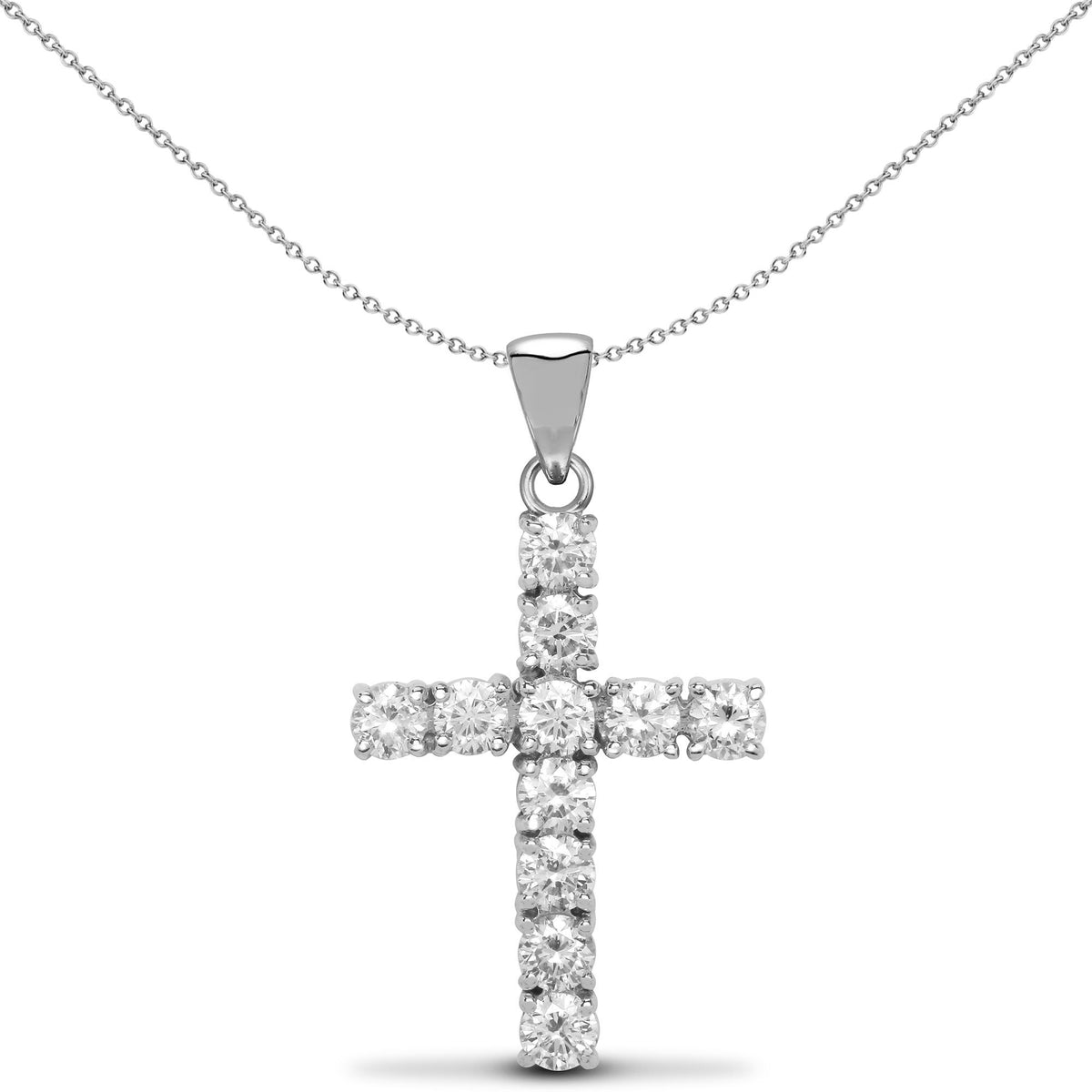 9ct White Gold  1.00CT Diamond Eternity Cross Pendant - 9X025