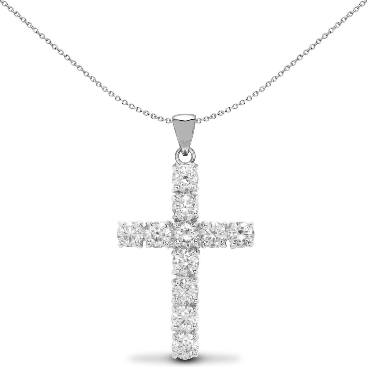 9ct White Gold  2.00CTS Diamond Eternity Cross Pendant - 9X026