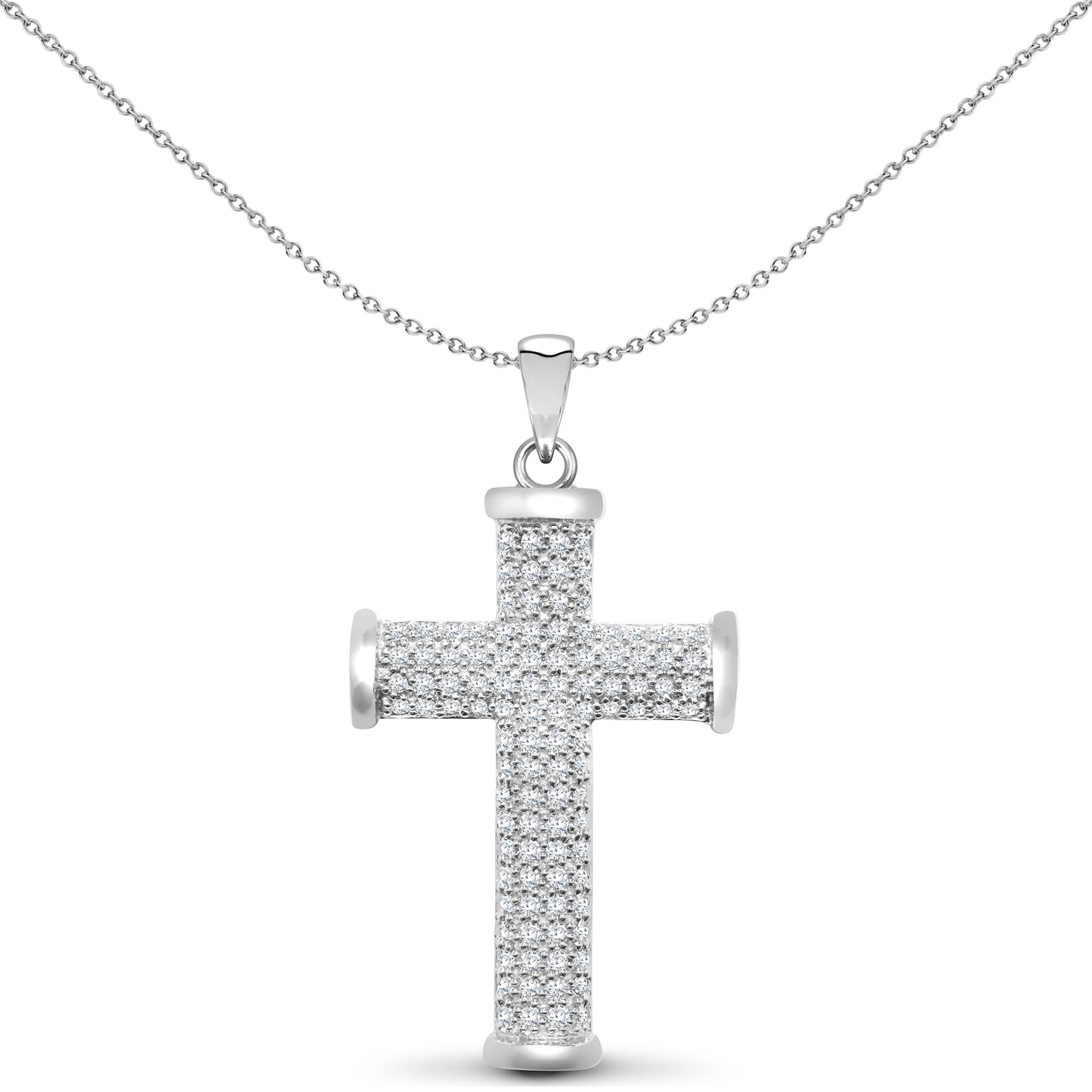 9ct White Gold  0.5ct Diamond Collared Cross Pendant - 9X036