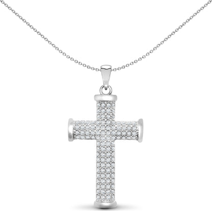 9ct White Gold  0.5ct Diamond Collared Cross Pendant - 9X036