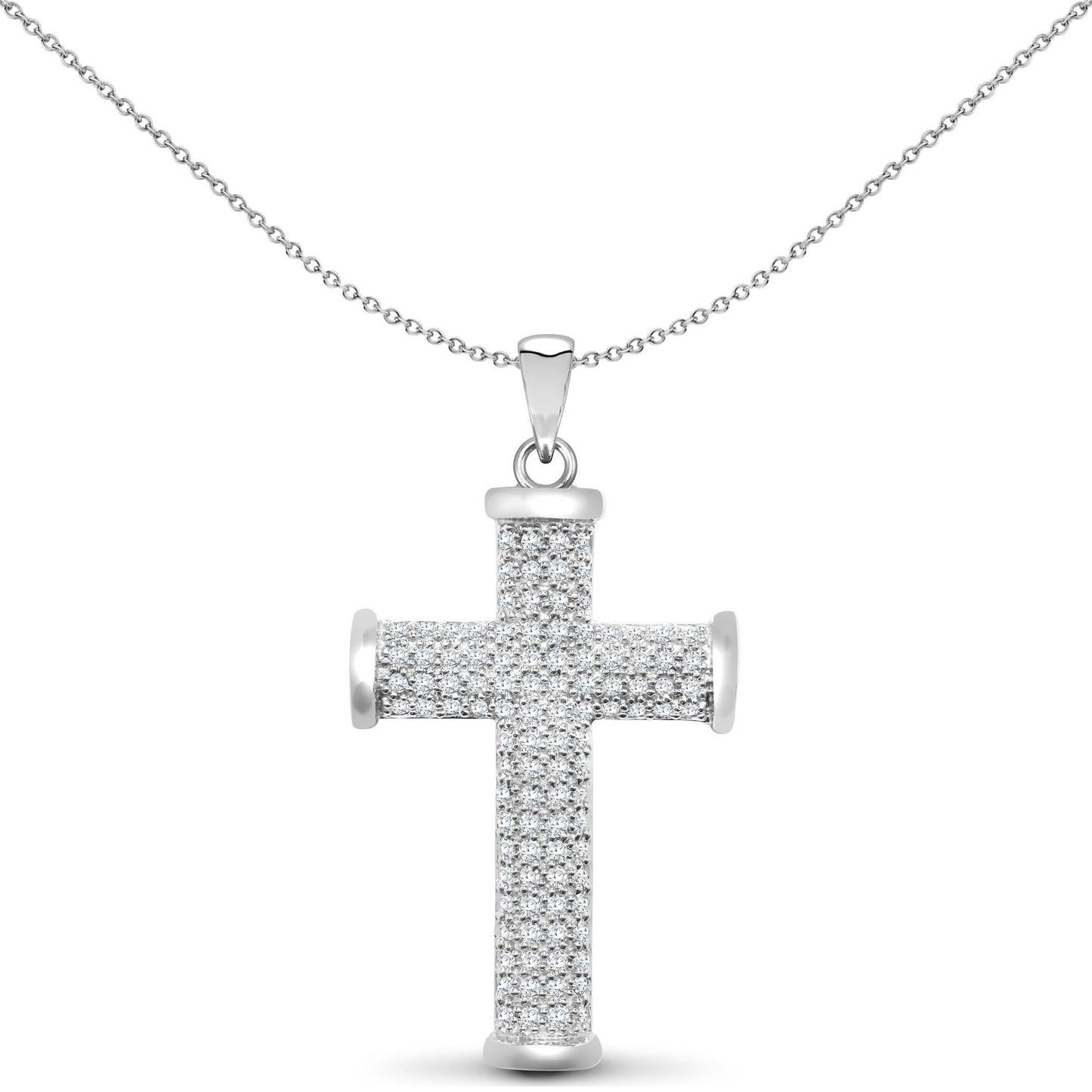 9ct White Gold  0.5ct Diamond Collared Cross Pendant - 9X036