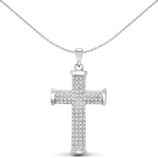 9ct White Gold  0.5ct Diamond Collared Cross Pendant - 9X036