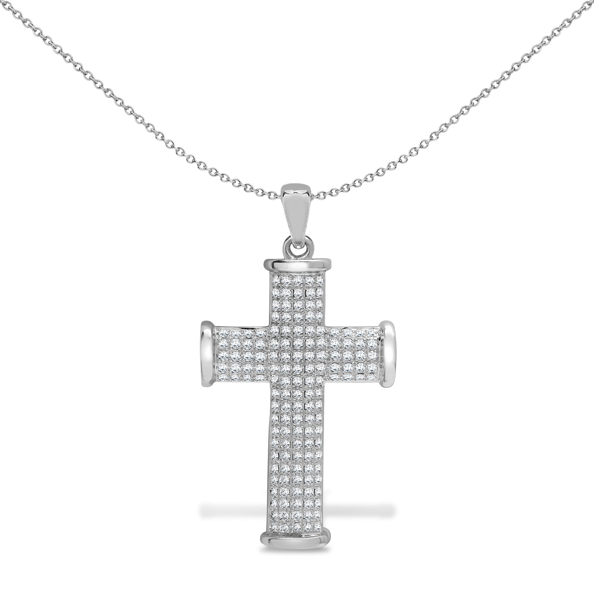 9ct White Gold  1ct Diamond Collared Cross Pendant - 9X037