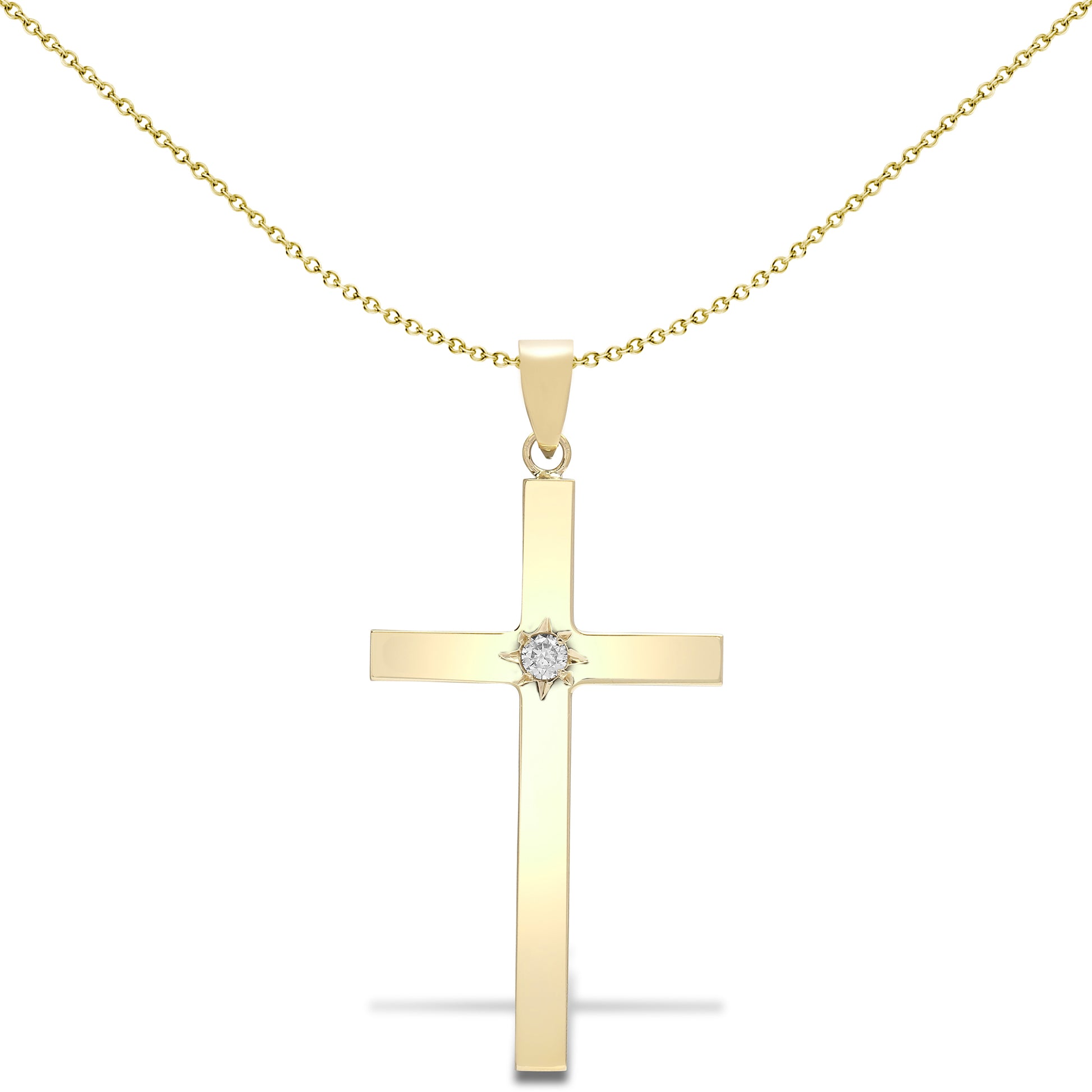 Mens 9ct Gold  0.1ct Diamond Solitaire Cross Pendant - 9X060