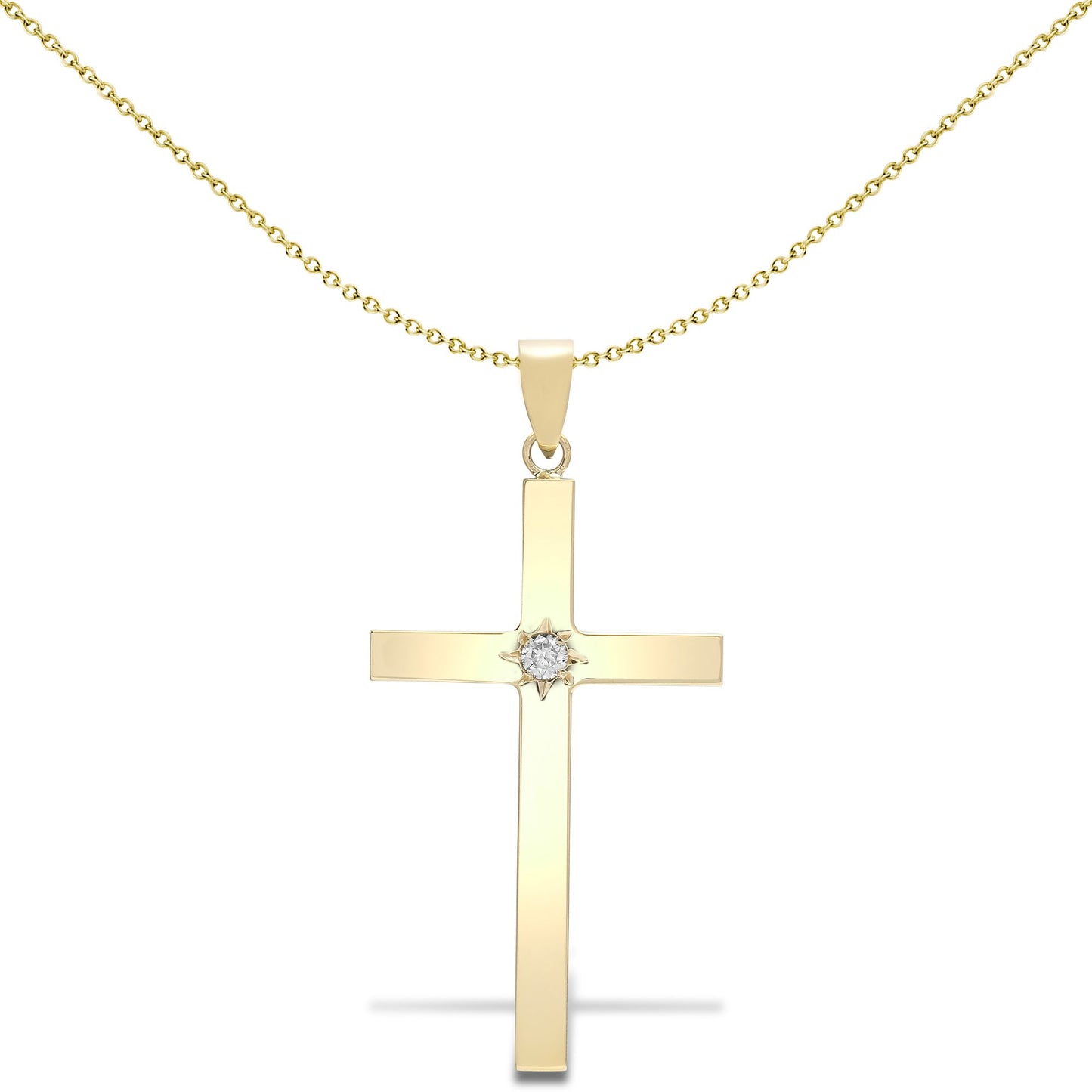 Mens 9ct Gold  0.1ct Diamond Solitaire Cross Pendant - 9X060