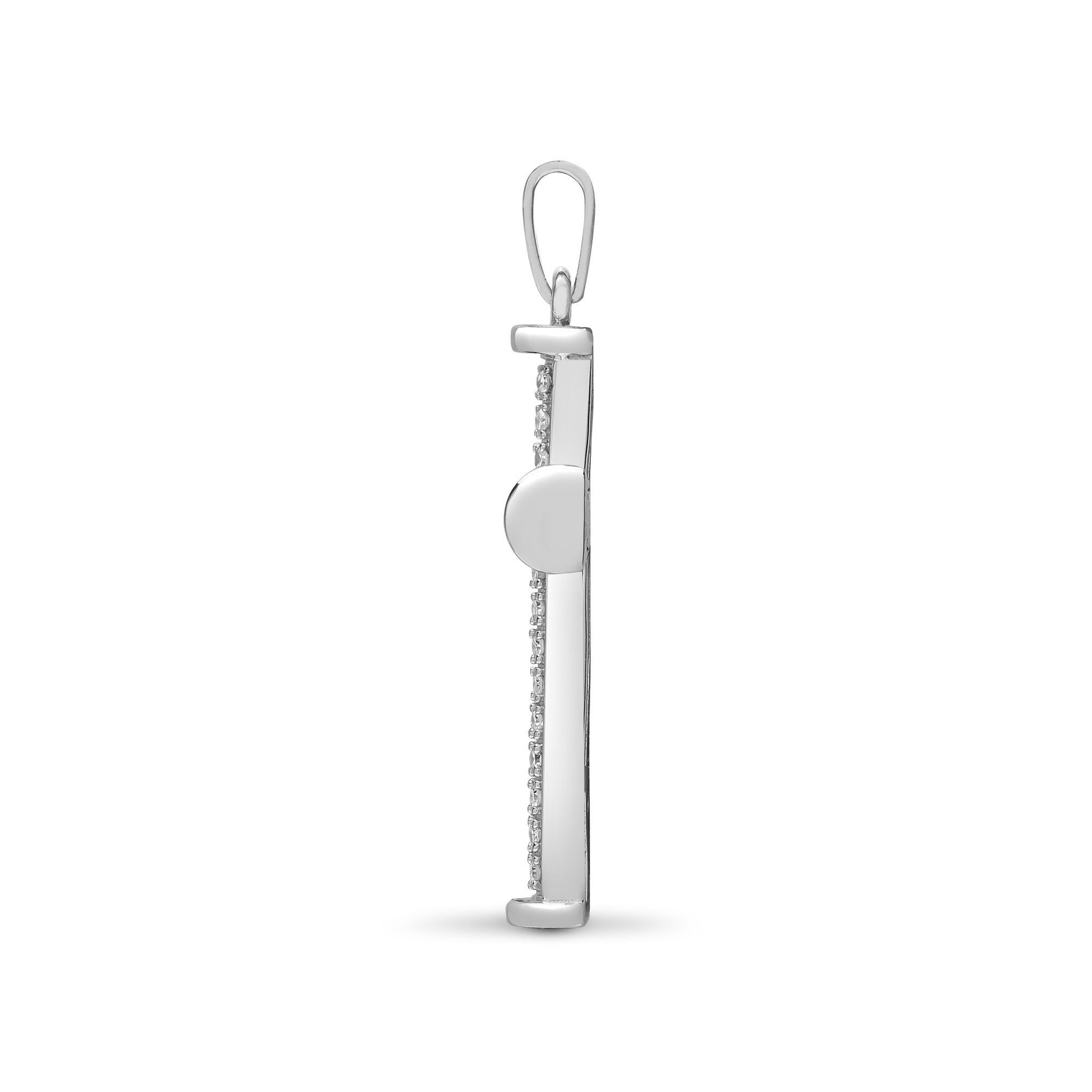 9ct White Gold  0.25ct Diamond Collared Cross Pendant - 9X072