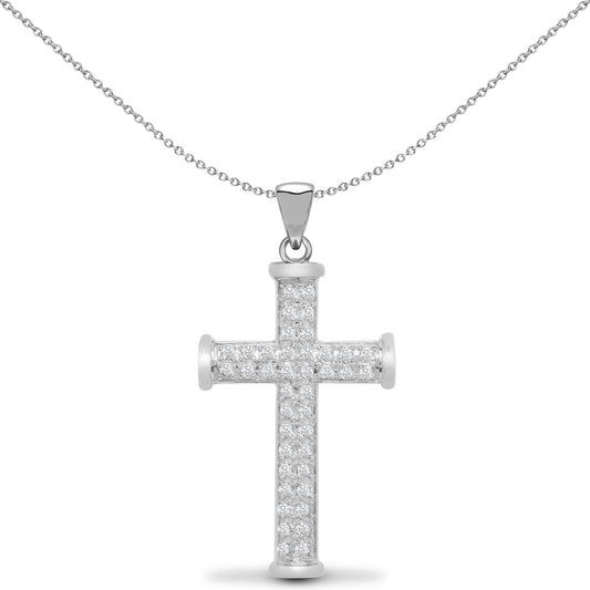 9ct White Gold 0.25ct Diamond Collared Cross Pendant - 9X072