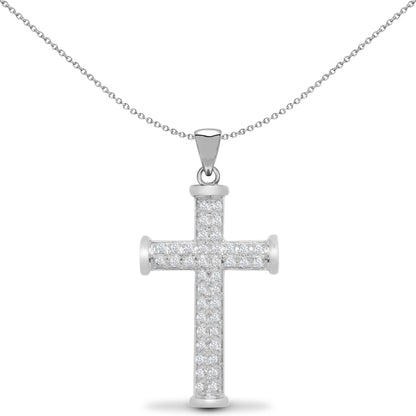 9ct White Gold  0.25ct Diamond Collared Cross Pendant - 9X072