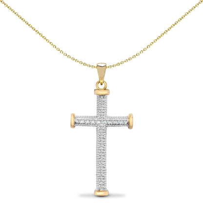 9ct Gold  0.1ct Diamond Collared Cross Pendant - 9X080
