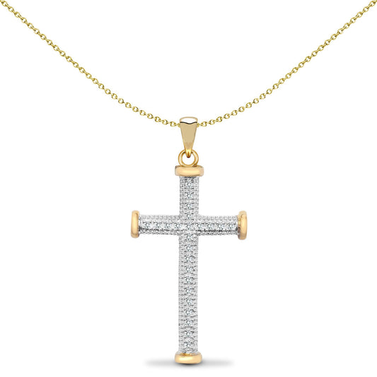 9ct Gold  0.1ct Diamond Collared Cross Pendant - 9X080