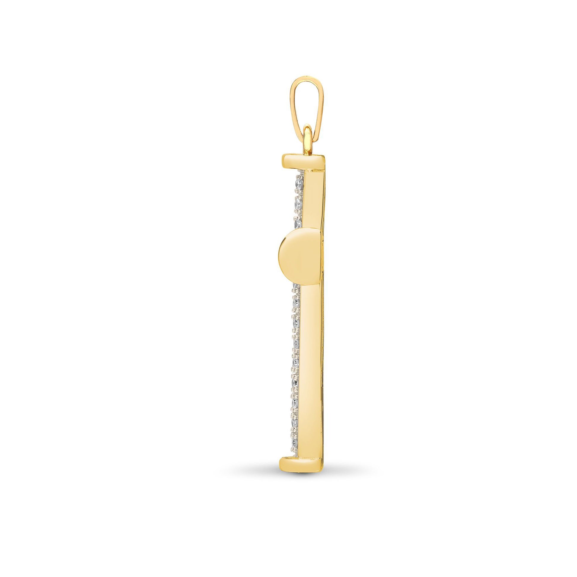 9ct Gold  0.25ct Diamond Collared Cross Pendant - 9X081