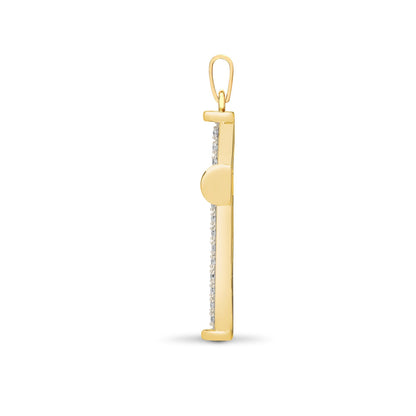 9ct Gold  0.25ct Diamond Collared Cross Pendant - 9X081
