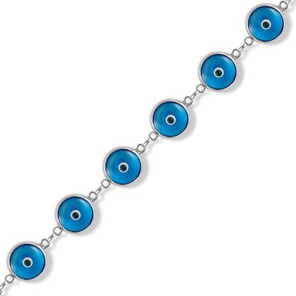 Sterling Silver  Anti-Evil Eye Charm Bracelet - ABB025