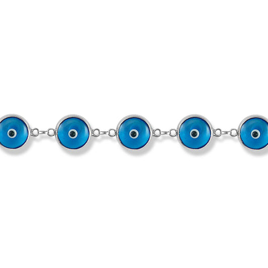 Sterling Silver  Anti-Evil Eye Charm Bracelet - ABB025