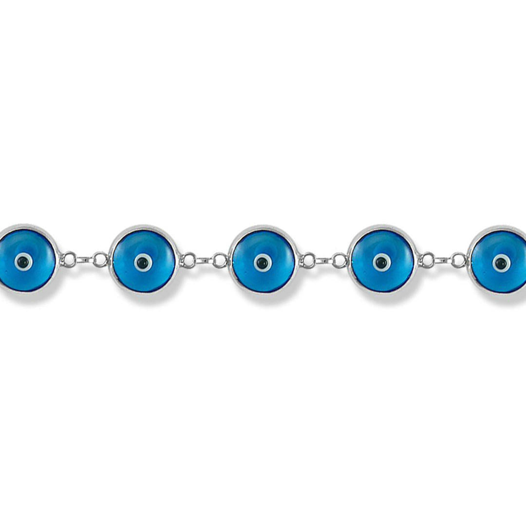 Sterling Silver  Anti-Evil Eye Charm Bracelet - ABB025