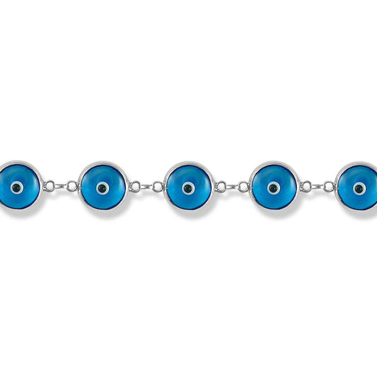 Sterling Silver  Anti-Evil Eye Charm Bracelet - ABB025