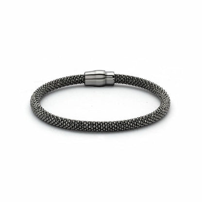 Ruthenium Black Silver  Bead Magnetic Popcorn Bracelet 5mm - ABB026-Black