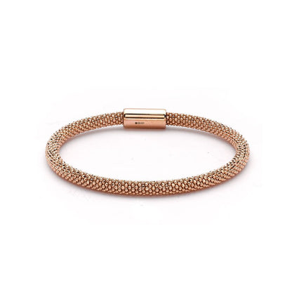 Rose Sterling Silver  Beaded Magnetic Popcorn Bracelet - ABB026C