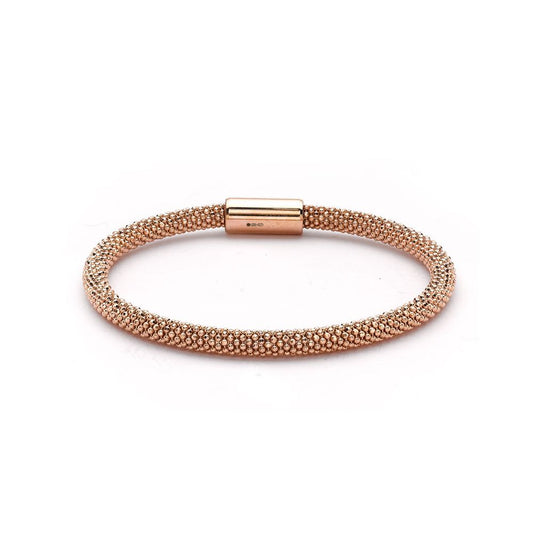 Rose Sterling Silver  Beaded Magnetic Popcorn Bracelet - ABB026C