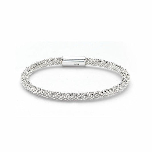 Sterling Silver  Beaded Magnetic Popcorn Bracelet - ABB026E