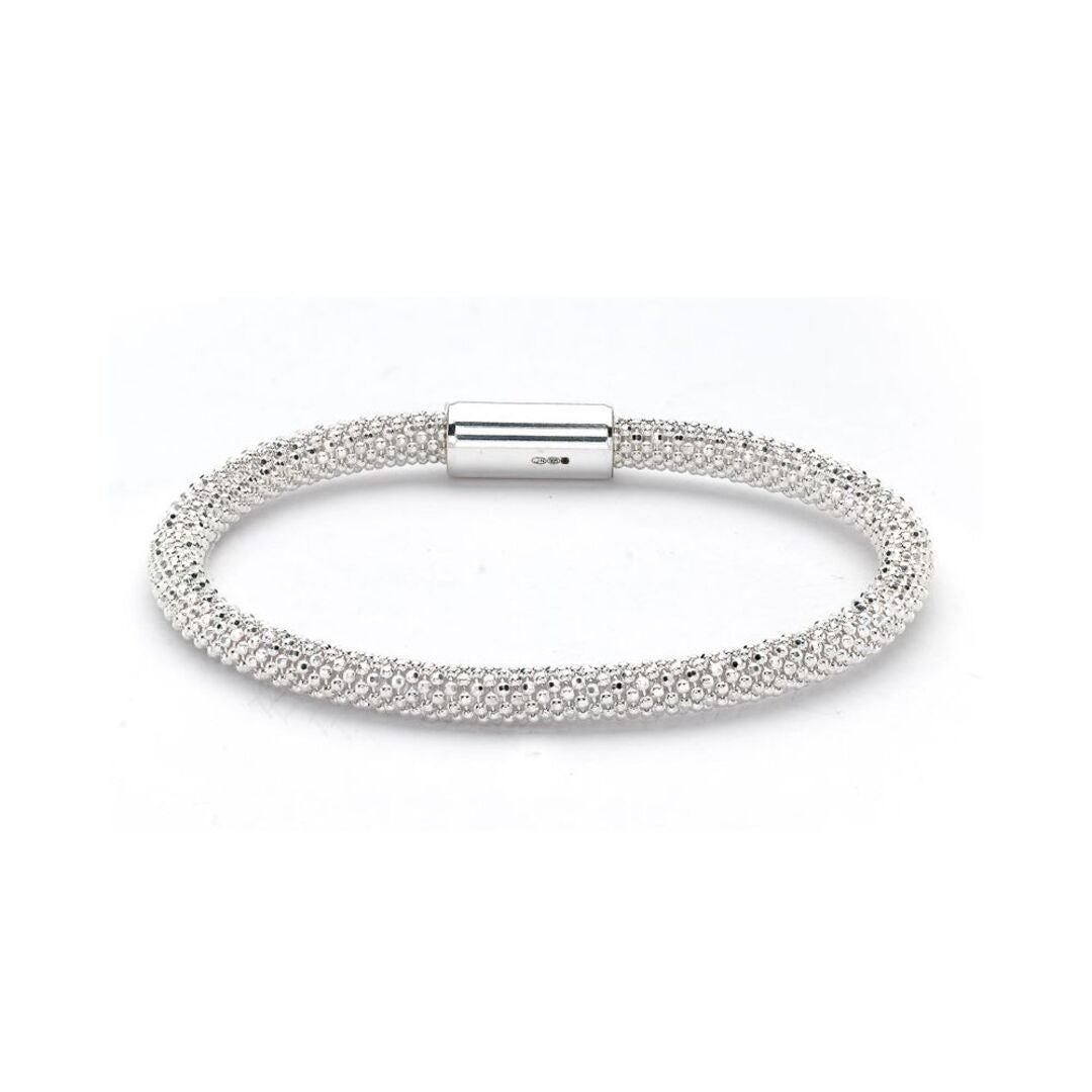 Sterling Silver  Beaded Magnetic Popcorn Bracelet - ABB026E