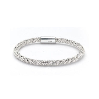 Sterling Silver  Beaded Magnetic Popcorn Bracelet - ABB026E