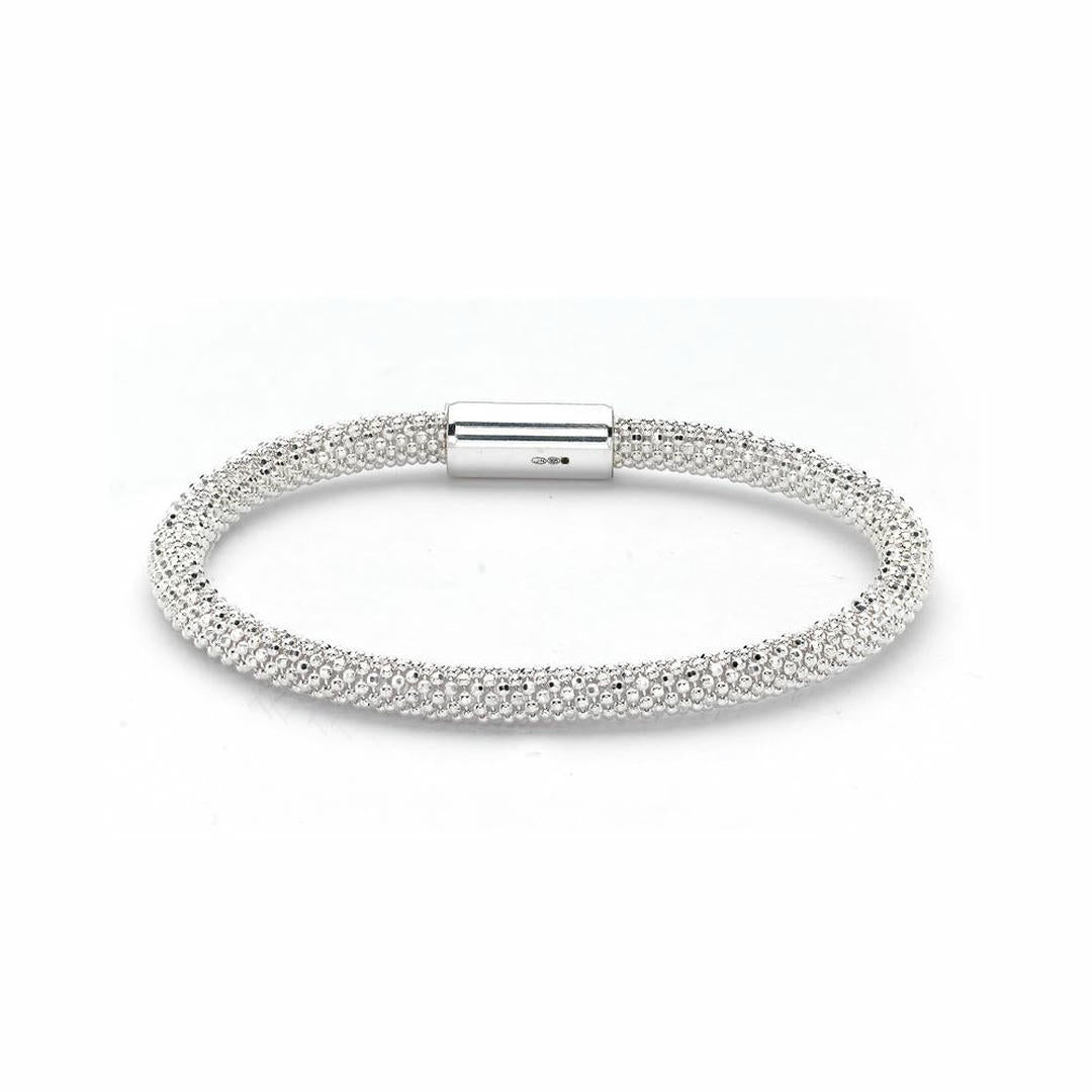 Sterling Silver  Beaded Magnetic Popcorn Bracelet - ABB026E
