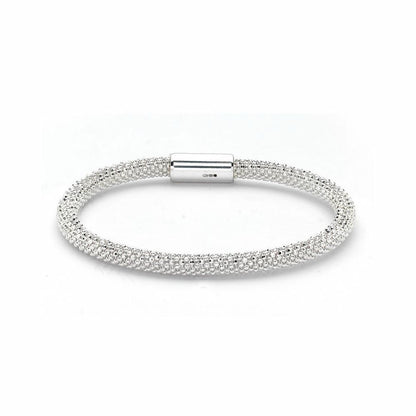 Sterling Silver  Beaded Magnetic Popcorn Bracelet - ABB026E