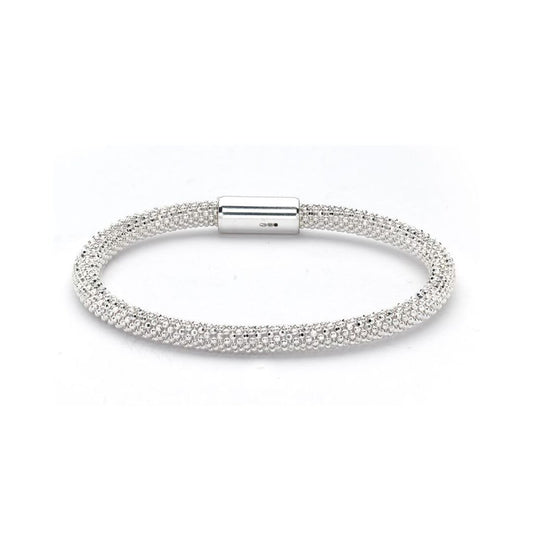 Sterling Silver  Beaded Magnetic Popcorn Bracelet - ABB026E