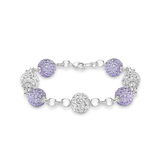 Silver  Disco Ball Bracelet 10mm - Lilac Crystal - ABB079C