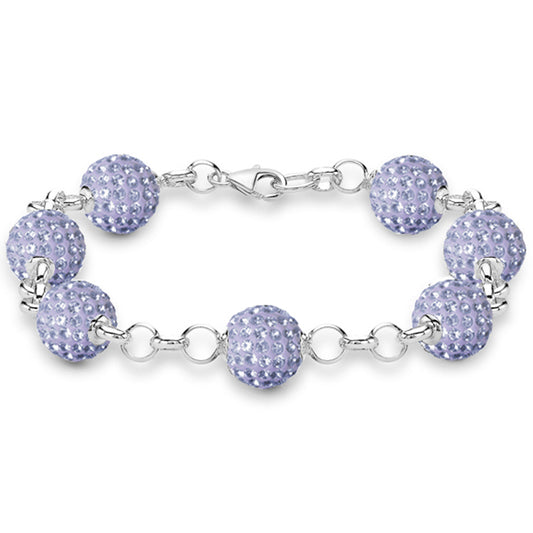 Silver  Disco Ball Bracelet 10mm - Lilac Lavender Crystal - ABB079D