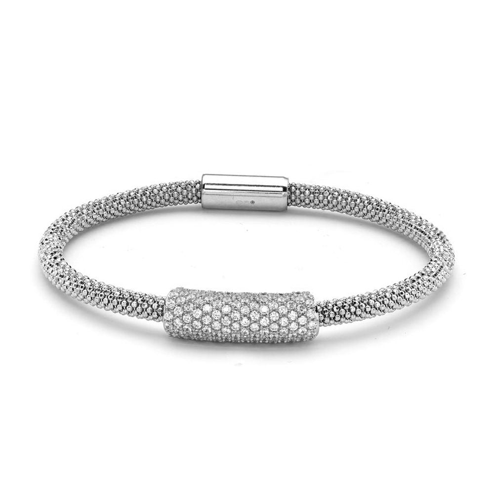 Sterling Silver  CZ Snap! & Stack! Popcorn Bracelet - ABB093