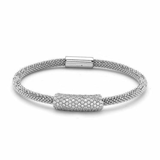 Sterling Silver  CZ Snap! & Stack! Popcorn Bracelet - ABB093