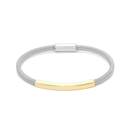Gold-plated Sterling Silver  Ribbed Magnetic Popcorn Bracelet - ABB110A