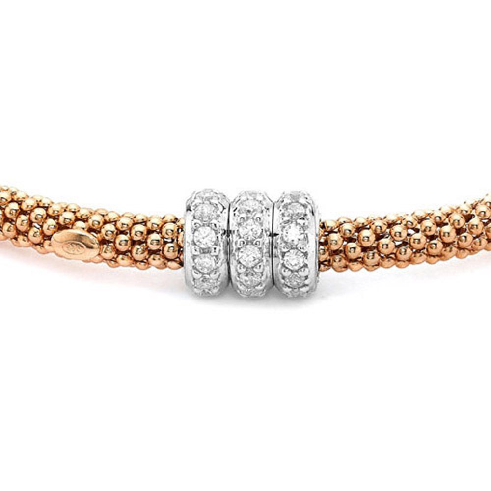 Rose Silver  CZ Beaded Magnetic Popcorn Necklace - ABB111B-N