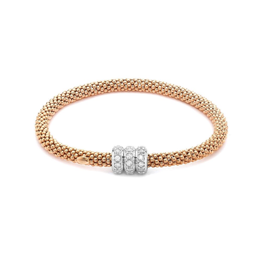 Rose Gold-plated Silver  CZ Popcorn Beaded Magnetic Bracelet - ABB111B