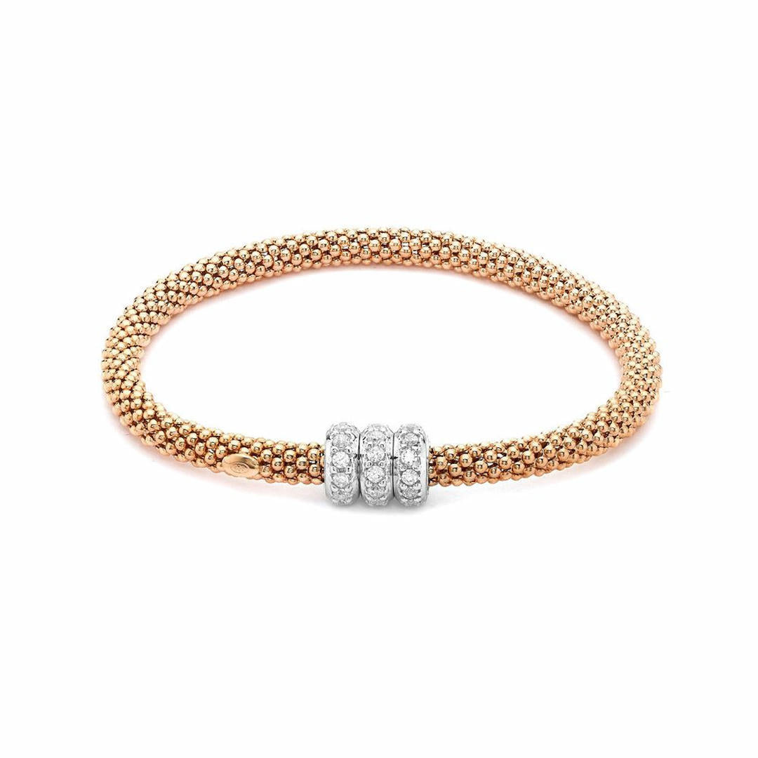 Rose Gold-plated Silver  CZ Popcorn Beaded Magnetic Bracelet - ABB111B