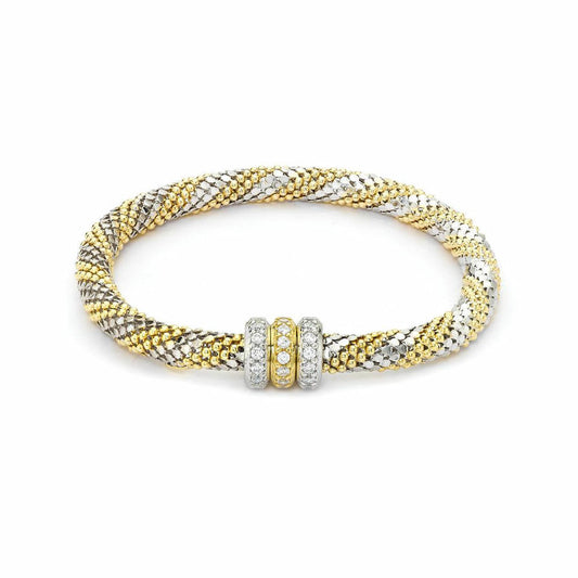 Gilded Silver  CZ Beaded Magnetic Popcorn Bracelet - ABB112A