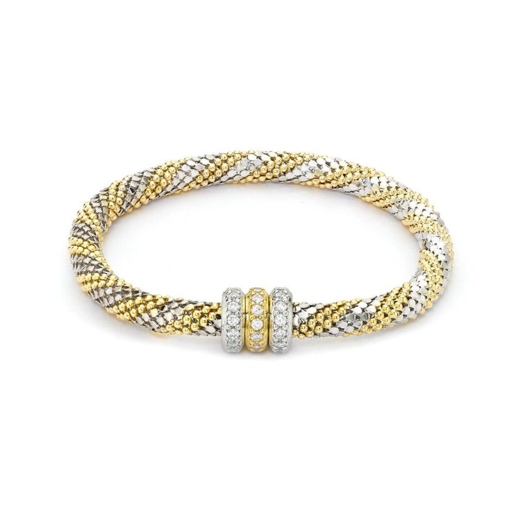 Gilded Silver  CZ Beaded Magnetic Popcorn Bracelet - ABB112A