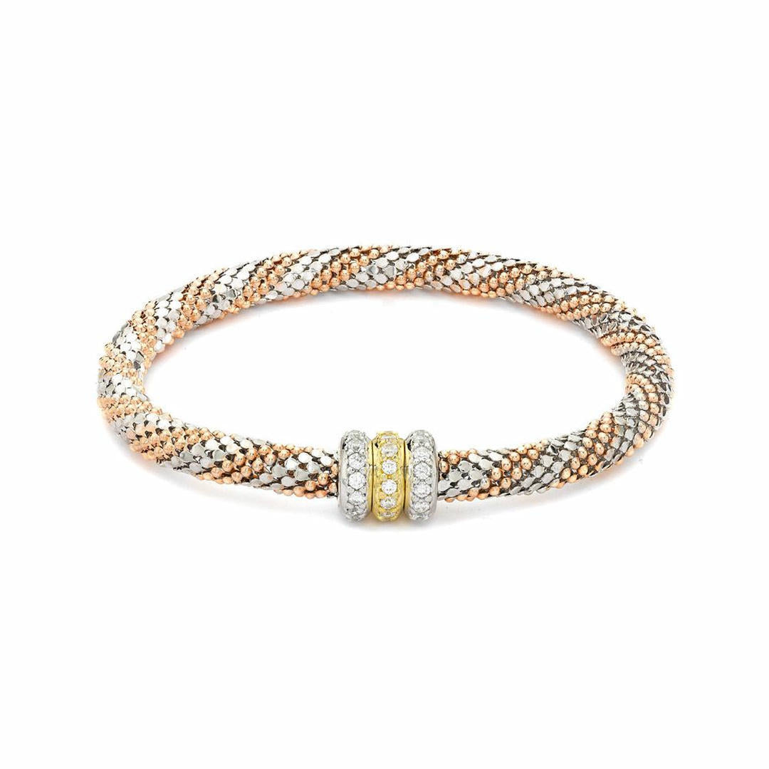 Rose Silver  CZ Beaded Magnetic Popcorn Bracelet - ABB112B