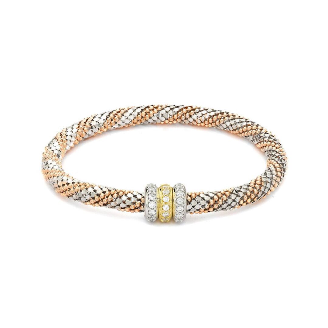 Rose Silver  CZ Beaded Magnetic Popcorn Bracelet - ABB112B