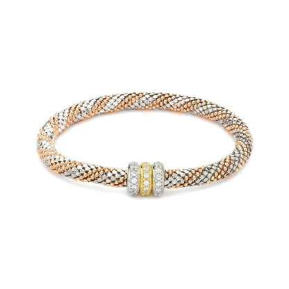 Rose Silver  CZ Beaded Magnetic Popcorn Bracelet - ABB112B
