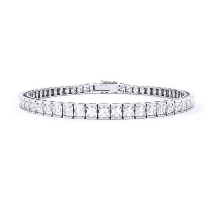 Sterling Silver  CZ Square Princess Tennis Bracelet 17.00CTS 7inch 18cm - ABB114