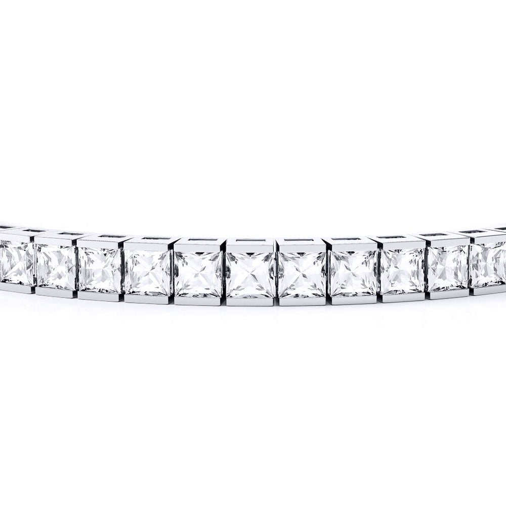 Sterling Silver  CZ Square Princess Tennis Bracelet 17.00CTS 7inch 18cm - ABB114