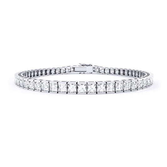 Silver CZ Square Princess Tennis Bracelet 17.00CTS 7inch 18cm - ABB114