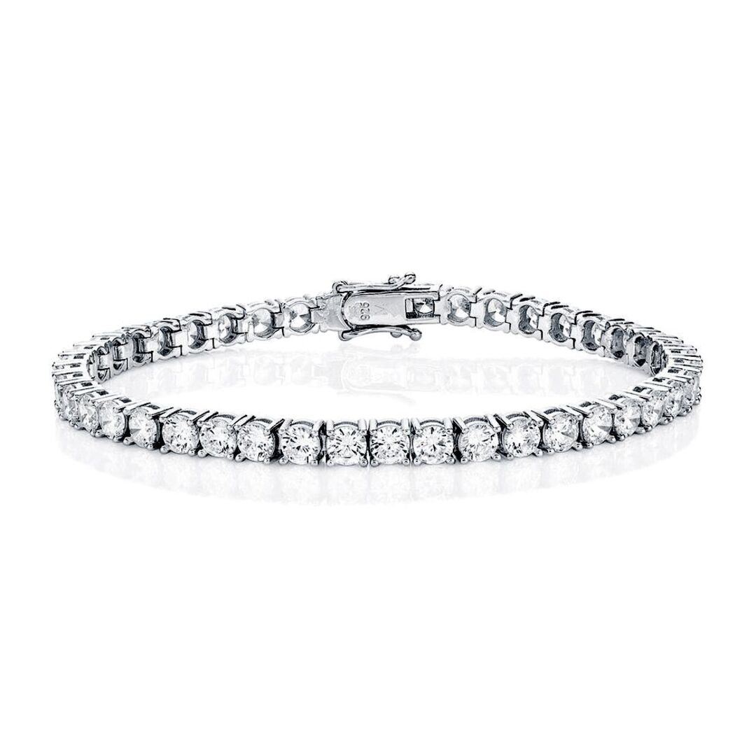 Sterling Silver  CZ Claw set Tennis Bracelet 3.2mm 5.00CTS - ABB115A